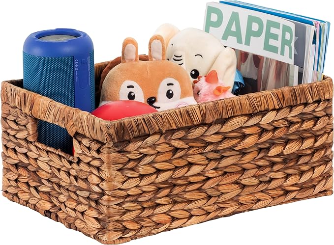 CENBOSS Wicker Baskets (Large, Brown Wash, 1PC) Rattan Storage Baskets for Shelves, Woven Seagrass Holder-Ruum Studio Home