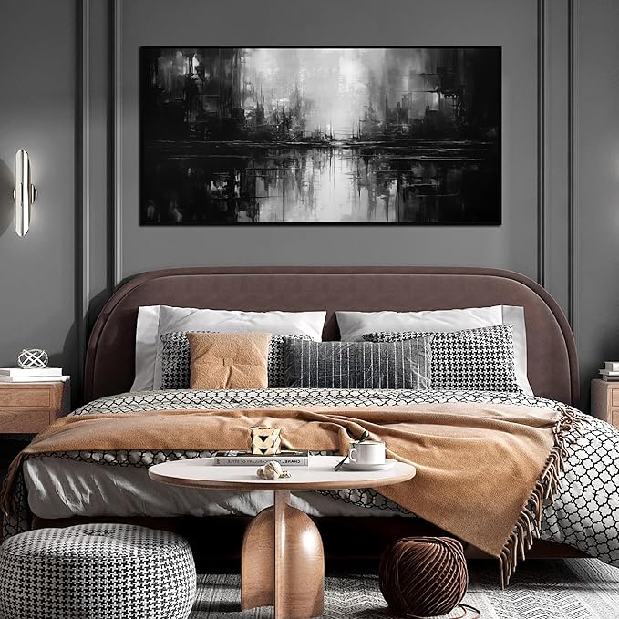 Abstract Painting Canvas Wall Art Living Room Black Wall Decor for Bedrom Home Office Decor Large Picture Frames for Wall 29 x 58 Inch-Ruum Studio Home