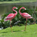 Kircust Flamingo Garden Sculpture & Statues, Metal Birds Yard Art Outdoor Statue, Large Pink Flamingo Lawn Ornaments for Home, Patio, Backyard Decor (2-Pack)-Ruum Studio Home