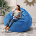 3.5FT Bean Bag Chairs Teardrop Bean Bag Chair for Adults Beanbag Chair with Memory Foam Filled Machine Washable Cover for Living Room, Bedroom (Large,Blue)-Ruum Studio Home
