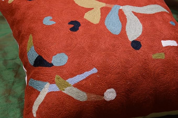 Kandinsky Modern Pillow Cover Orange Abstract Pillowcase Modern Chair Cushion Contemporary Pillowsham Outdoor Mid Century Chair Handmade Wool Size 18x18-Ruum Studio Home