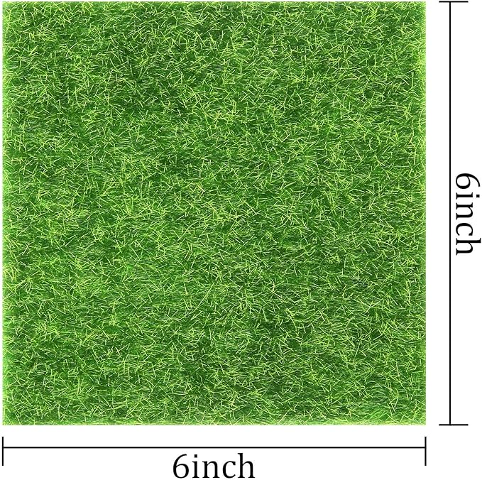 Elcoho 12 Pieces Fake Grass for Crafts Fairy Garden 6 x 6 Inches Artificial Garden Grass for Miniature Ornament Dollhouse DIY Decoration-Ruum Studio Home