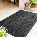 Mibao Front Door Mat Outside Entrance, Durable Outdoor Indoor Mat, Low Profile Heavy Duty Doormat, Non-Slip, Traps Dirt and Moisture, Easy Clean Patio Porch Entryway Mat, 29.5" x 17", Grey-Ruum Studio Home