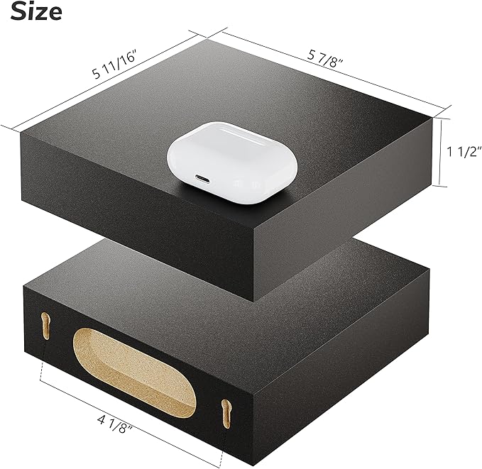 BAMEOS Small Floating Shelves for Wall, Small Black Shelf 5.9 * 5.7 Inch Display Ledges for Decor, Mini Shelf for Wall, Black-Ruum Studio Home
