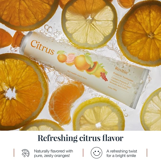 Revitin Toothpaste | Fluoride-Free Prebiotic Citrus Tooth Gel | No SLS, Gluten Free, Dye Free, GMO Free, No Sweeteners | Non-Toxic, Kid Approved-Ruum Studio Home