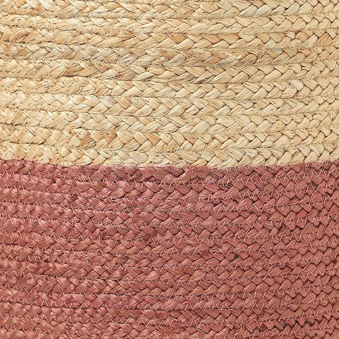 REDEARTH · Cylindrical Pouf Foot Stool Ottoman - Jute Braided Pouffe Poof Accent Sitting Footrest for Living Room, Bedroom, Nursery, Patio, Lounge (Natural Rust, 14.5"x14.5"x16")-Ruum Studio Home