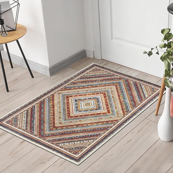 Keen Home Design 2x3 Rug - Machine Washable Entry Rug with Non-Slip Backing, Ideal for Enteryway, Kitchen, Bathroom, Laundry Room - Vintage, Easy Clean, Durable, Low Pile Rug - (2' x 3')-Ruum Studio Home