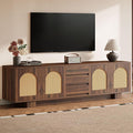 Tribesigns 70.9" TV Stand for TVs up to 80 Inches, Mid-Century Modern Entertainment Center with Storage and Drawers, Rattan Media Console TV Cabinet for Living Room, Bedroom, Walnut-Ruum Studio Home