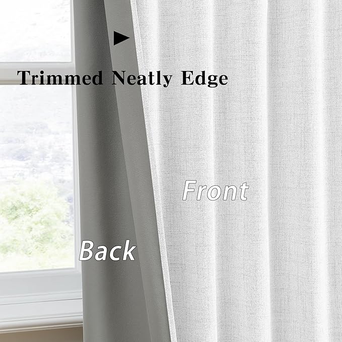 RAIN CITY White Blackout Curtains 102 Inches Long Modern Classic Back Tab Pleated Look Window Drapes for Bedroom Living Room 2 Panels 50x102-Ruum Studio Home