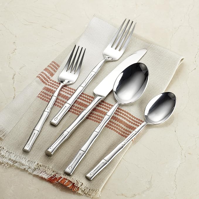 Hampton Forge Hampton Signature – Bamboo – 20 Piece Flatware Set, Service for 4-Ruum Studio Home