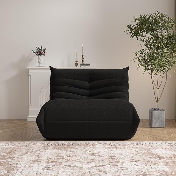 Bean Bag Chair, Memory Foam Bean Bag Sofa Large Bean Bag Chair for Adults, Bean Bag Chairs for Teens with High Density Comfortable Foam, Bean Bag for Living Room, Bedroom (Black)-Ruum Studio Home