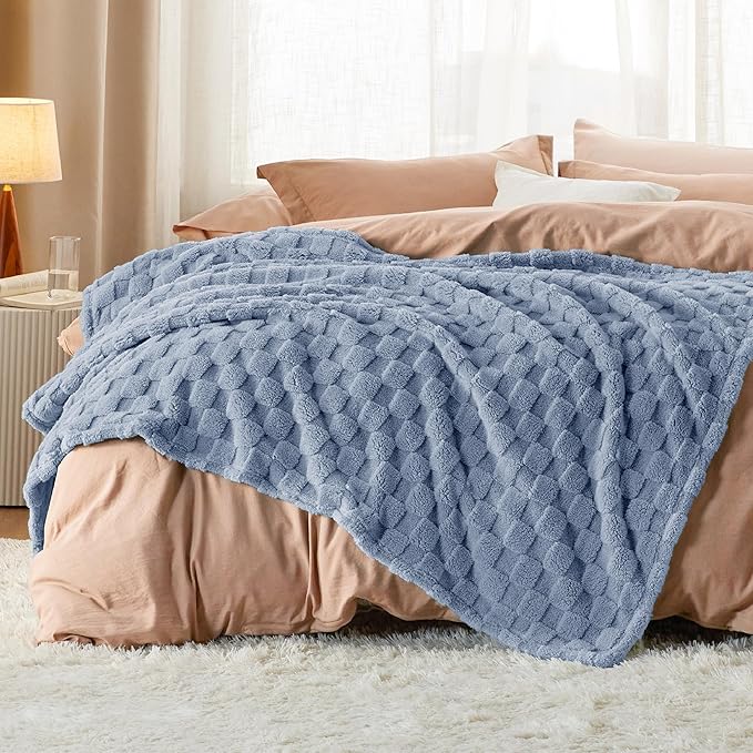 Bedsure GentleSoft Ashley Blue Throw Blanket for Couch - Super Soft Cozy Blankets Gifts for Women Men Girls, Cute Small Fleece Throws for Bedroom Home Decor, 50x70 Inches-Ruum Studio Home