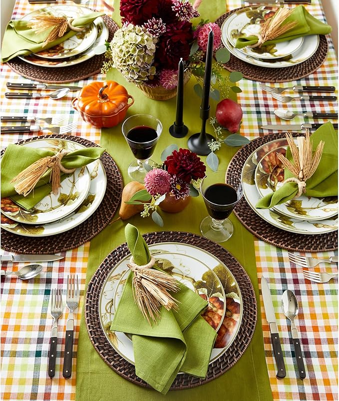 Solino Home Linen Avocado Green Table Runner 108 Inches Long - 100% Pure Linen 14 x 108 Inch Table Runner for Dining, Fall, Autumn, Thanksgiving - Fete-Ruum Studio Home