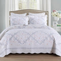 MarCielo 3-Piece 100% Cotton Oversized Bedspread Lightweight Quilt Coverlet Embroidery Farmhouse Bedding Set (TC Colorful White, Oversized King (118"x106"))-Ruum Studio Home