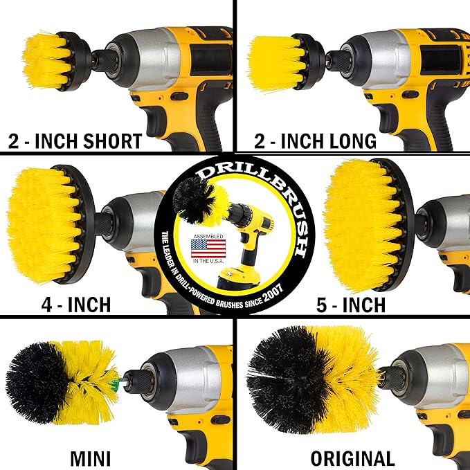 Drill Brush Attachments for Cleaning Shower, Bathroom, Grout, Tile, Bathtub, Bath Mat, Sink, Tile, Porcelain, Fiberglass, Cast Iron, Flooring – Grout Cleaner Drill Brush Set - Bathroom Accessories Kit-Ruum Studio Home