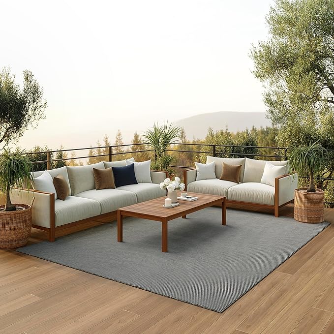Nourison Home Positano Charcoal 8' x 10' Area Rug, Modern, Solid, Indoor/Outdoor, Easy Cleaning, Non Shedding, Bed Room, Living Room, Deck, Backyard-Ruum Studio Home