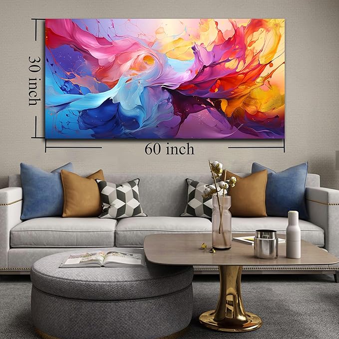 GUGIKA Abstract Wall Art for Living Room, Colorful Canvas Wall-Art for Bedroom, Print, 29x59 Inches-Ruum Studio Home