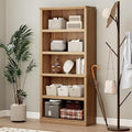 70 in Tall Bookcase, White Bookshelf Open Storage 5-Tier Shelves, 33 inch Wide Floor Standing Indoor Furniture, Book Cases for Home School Library Office Bedroom Kids, Oak 5 Tiers-Ruum Studio Home