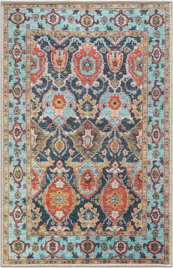 Keen Home Design 2x3 Rug - Machine Washable Entry Rug with Non-Slip Backing, Ideal for Enteryway, Kitchen, Bathroom, Laundry Room - Vintage, Easy Clean, Durable, Low Pile Rug - (2' x 3')-Ruum Studio Home