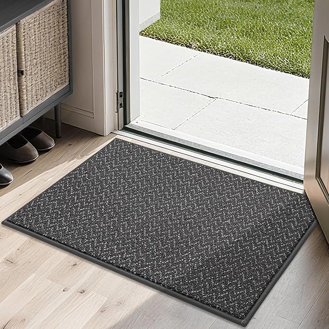 COSY HOMEER-Door-Mat 20" x 32" Non Slip Absorbent Entryway Rugs Dirt Trapper Doormats Washable Entrance Mats Low Pile Welcome Floor Mat for Front Back Door and Entry Mats,Dark Grey-Ruum Studio Home