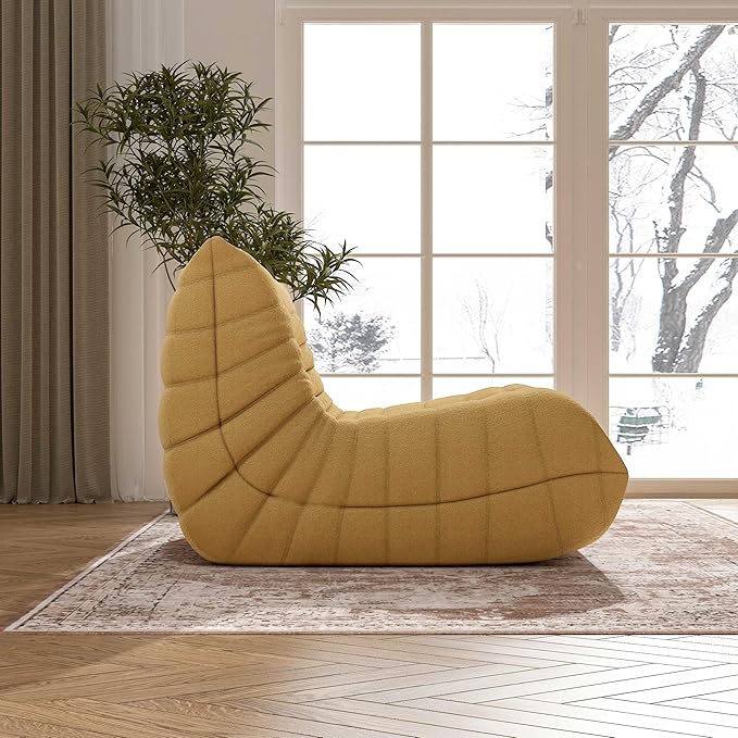 Bean Bag Chair, Memory Foam Bean Bag Sofa Large Bean Bag Chair for Adults, Bean Bag Chairs for Teens with High Density Comfortable Foam, Bean Bag for Living Room, Bedroom (Yellow)-Ruum Studio Home