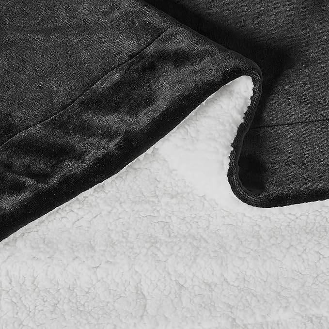 Amazon Basics Reversible Sherpa Throw Blanket, Black, 50"x60"-Ruum Studio Home