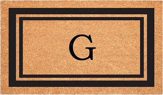 Calloway Mills 152962436G Black Border 24" x 36" Monogram Doormat, (Letter G)-Ruum Studio Home