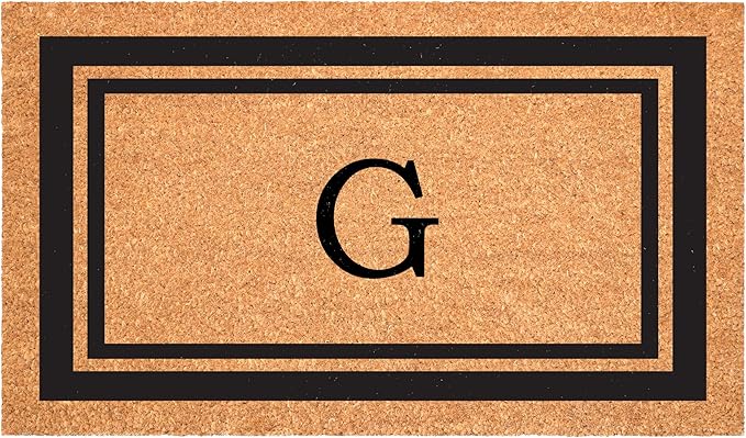 Calloway Mills 152962448 Black Border 24" x 48" Monogram Doormat (Letter G)-Ruum Studio Home