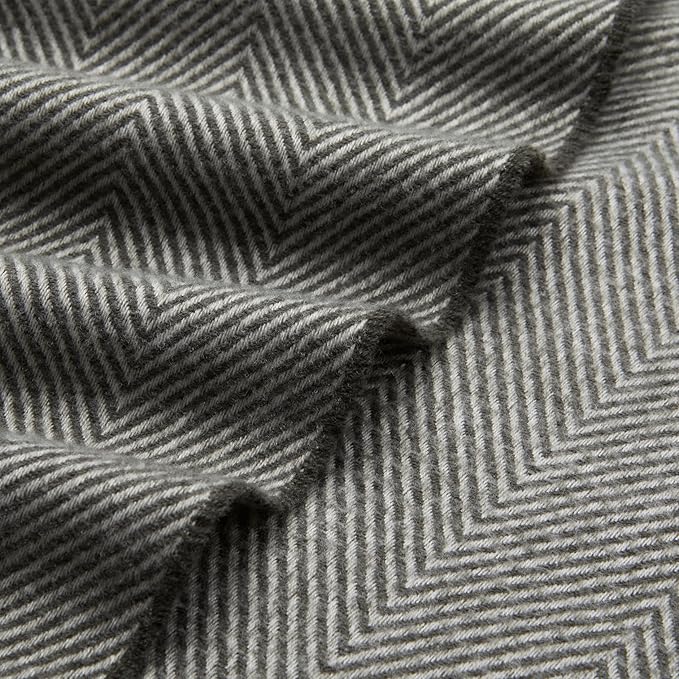 Amazon Basics Cozy Room Décor Throw Blanket, Lightweight, Recycled Polyester, Dark Gray and Light Gray Herringbone, 50"x 60"-Ruum Studio Home