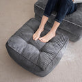 HIGOGOGO Square Stuffed Pouf Ottoman, Corduroy Poufs with Foam Chunk Filling, Furry and Fluffy Pouf Foot Stool Storage Ottoman, 25.6 X 25.6 Floor Poufs Foot Rest for Living Room, Dark Grey-Ruum Studio Home