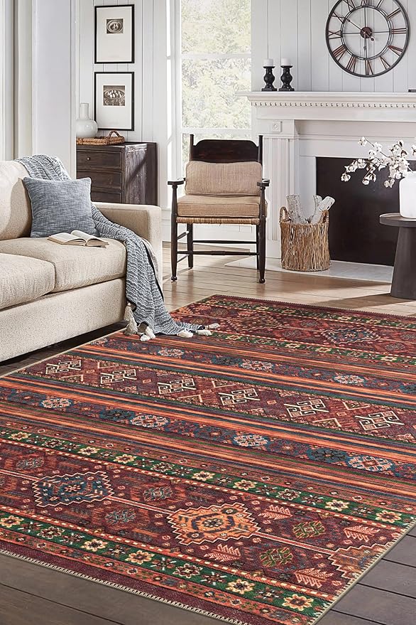 Keen Home Design 10x14 Rug - Machine Washable Area Rug with Non-Slip Backing, Ideal for Living Room, Dining Room, Bedroom - Vintage, Easy Clean, Durable, Low Pile Rug - (9'7" x 14')-Ruum Studio Home