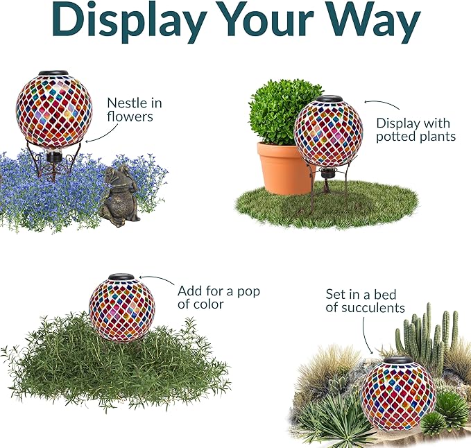 Sunnydaze 10-Inch Solar Gazing Ball for Garden - Glass Outdoor Gazing Globe - Summer Trellis - Set of 2-Ruum Studio Home
