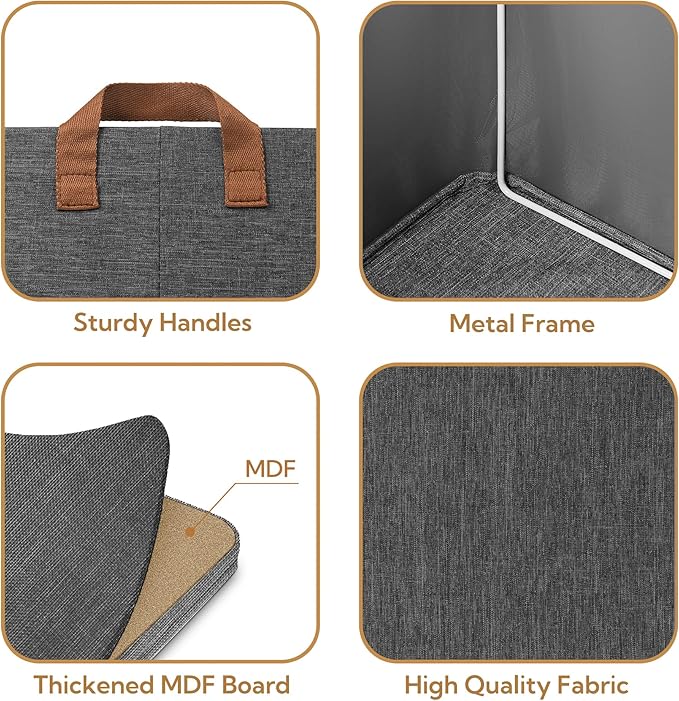 GRANNY SAYS Storage Baskets for Shelves, Closet Organizer Bins, Clothes Storage Bins with Metal Frame, Large Baskets for Organizing and Storage, Collapsible, Dark Gray, 2-Pack-Ruum Studio Home