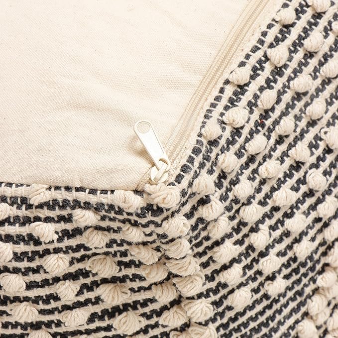 REDEARTH · Tufted Pouf Ottoman with Filler Textured Storage Cube Bean Bag Pouffe Footrest for Living Room, Bedroom, Nursery, Kidsroom; 100% Cotton (17.5"X17.5"X17.5", Cube Diamond Medley Gray)-Ruum Studio Home