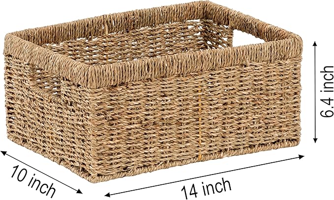 CENBOSS Wicker Baskets (Large, Seagrass, 1PC) Rattan Storage Baskets for Shelves, Woven Seagrass Holder-Ruum Studio Home