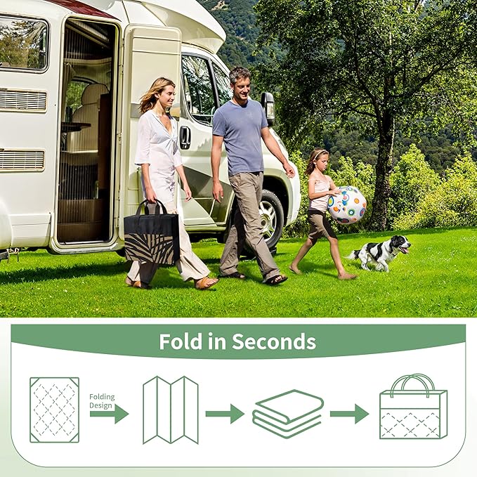 GENIMO Outdoor Rug 5' x 8' Waterproof for Patio Clearance, Reversible Plastic Straw Camping Carpet, Lightweight Mats for Rv, Backyard, Deck, Porch, Picnic, Beach, Balcony, Black & Brown-Ruum Studio Home