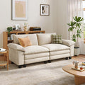 LINSY HOME Sectional Loveseat Sofa - 90'' Oversized Corduroy Cloud Couch Soft Modern Comfy Green Loveseat Couch Deep Seat Couches for Living Room Bedroom Apartment Office, Beige-Ruum Studio Home