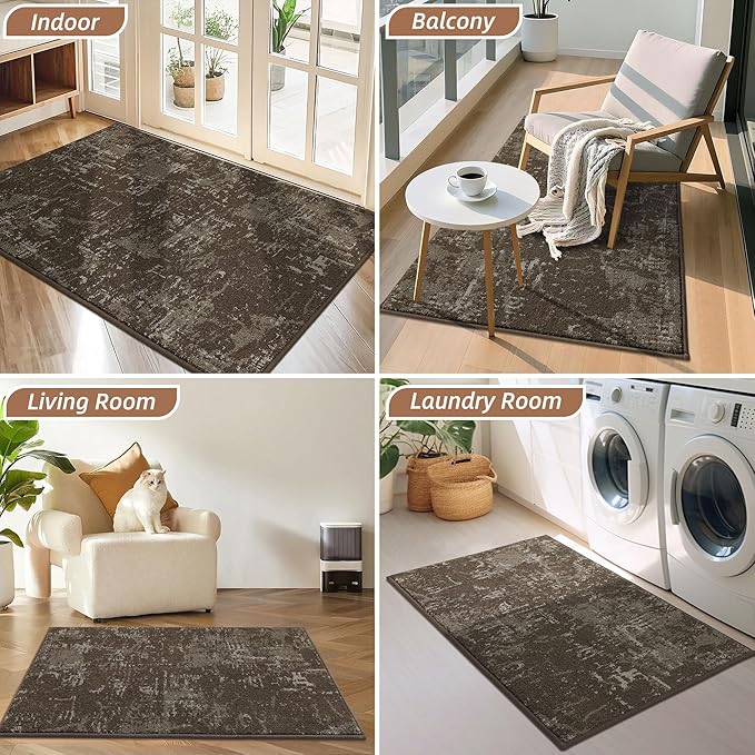 BEQHAUSE Dirt Trapper Door Mat 24"x36" Non-Slip Door Mats Washable Entryway Rugs Stain Resistant Doormat Absorbent Welcome Floor Mat for Front Back Door, Muddy Wet Shoes & Paws,Brown-Ruum Studio Home