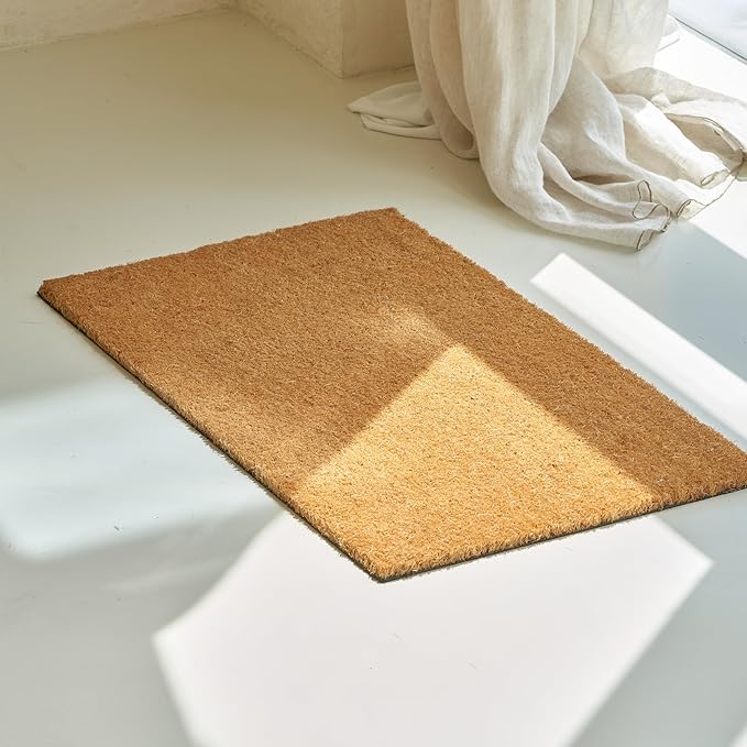 KANKUN Coco Coir Door Mat with Heavy Duty Backing, Welcome Doormat (17" x 30"), Doormat Entrance (Plain - Natural)-Ruum Studio Home