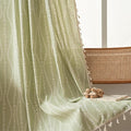 Sutuo Home Green Boho Curtains 84 Inches Long for Bedroom Living Room Dining Room, Bohemian Stripe Floral Vintage Tassels Window Treatment Drape for Easter Decor Rod Pocket, 1 Panel 59" W x 84" L-Ruum Studio Home