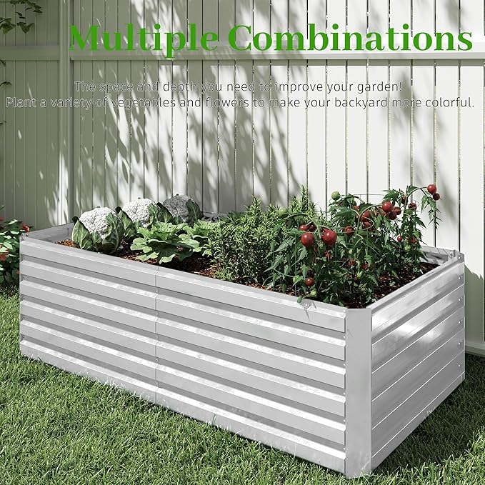8x4x2 ft Outdoor Raised Garden Bed, Large Metal Planter Raised Beds, Planters for Outdoor Plants for Vegetables, Flowers, Herbs, Fruits, and Succulents.(2 Pcs)-Ruum Studio Home