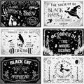 Umigy 6 Pcs Halloween Placemats 12"x18" Gothic Bat Placemats Kitchen Decoration Washable Witch Place Mats Rectangle Skull Table Mats for Halloween Dining Table Accessories(Black White Character Style)-Ruum Studio Home