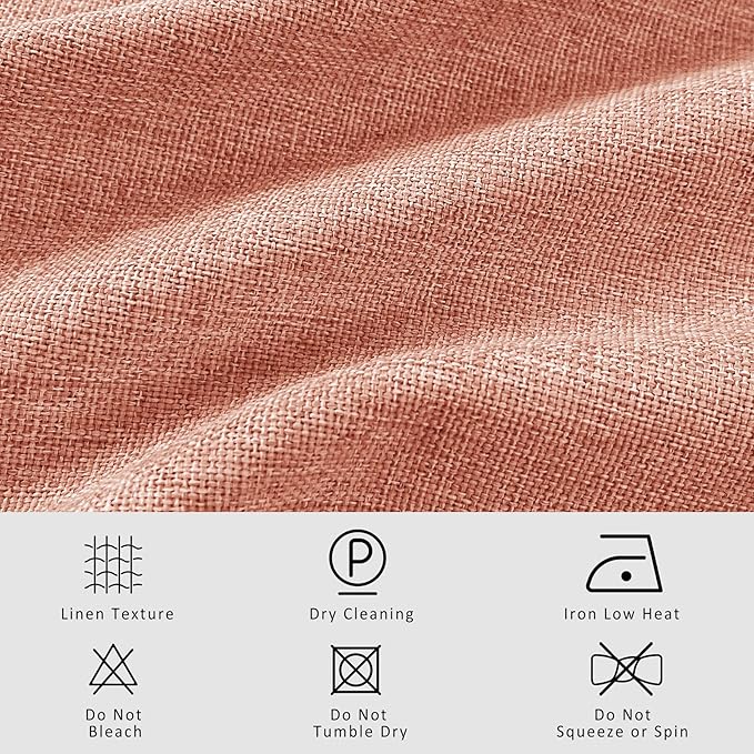 Macochico 100”Wx96”L Pinch Pleated 100% Blackout Linen Curtains Thermal Sliding Curtains for Bedroom Living Room Sliding Glass Door Farmhouse Shabby Chic Orange Drapery with Tieback 1 Panel-Ruum Studio Home