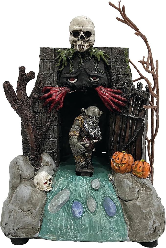 Animated Drainpipe Ghoul Halloween Figurine | Spooky Town Collection Accessories with Multi-Color LED, Motion and Sound for Halloween Decorations | 8.66 Inch-Ruum Studio Home
