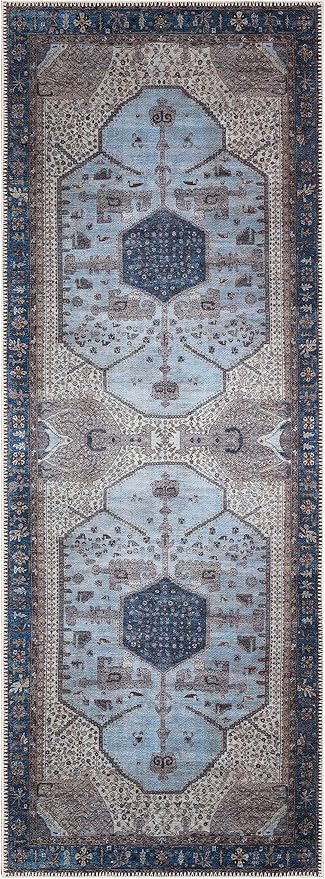 Keen Home Design 2x12 Rug - Machine Washable Runner Rug with Non-Slip Backing, Ideal for Hallway, Entryway, Kitchen, Laundry Room - Vintage, Easy Clean, Durable, Low Pile - (2'6" x 12')-Ruum Studio Home