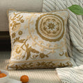 Embroidered Mandala Floral Vintage Indian Cotton Decorative Embroidery Throw Pillow Covers, Fringes Lace Cushion Cover, Pillow Case for Sofa Couch Bed Chair 18" x 18"-Ruum Studio Home