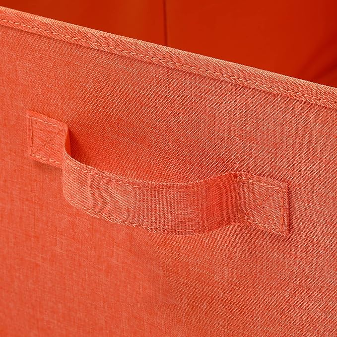 HOONEX Storage Bins with Lids for Organizing, Pack of 2, Storage Boxes with 2 Carrying Handles and Sturdy Heavy Cardboard, 16.5" L x 11.8" W x 7.5" H for Shoes, Books, Clothes, Nursery, Orange-Ruum Studio Home
