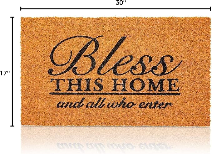 Juvale Coco Coir Door Mat 17 x 30 in - Bless This Home and All Who Enter Doormat for Front Entrance-Ruum Studio Home