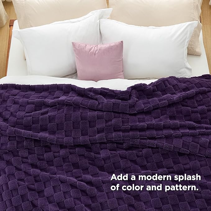 Bedsure GentleSoft Blankets Queen Size for Bed - Super Soft Cozy Blanket for Women Men Girls, Large Fuzzy Fleece Throw for Bedroom Decor, Purple, 90x90 Inches-Ruum Studio Home