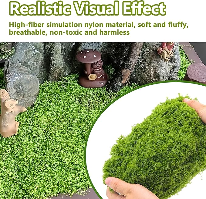 Potanro Faux Green Moss 5.3oz Artificial Fake Plant Moss Preserved Moss for Potted Plants Indoor Plants, Crafts, Planters, Bonsai Artifcial, DlY Floral Decorative Moss, Garden Wedding Decor-Ruum Studio Home